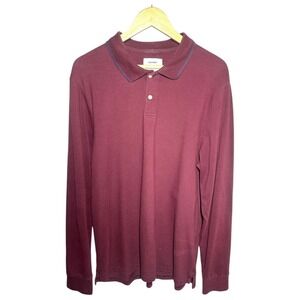 Old Navy Polo Shirt Mens XL Burgundy Long Sleeve Excellent Pique Collared Maroon